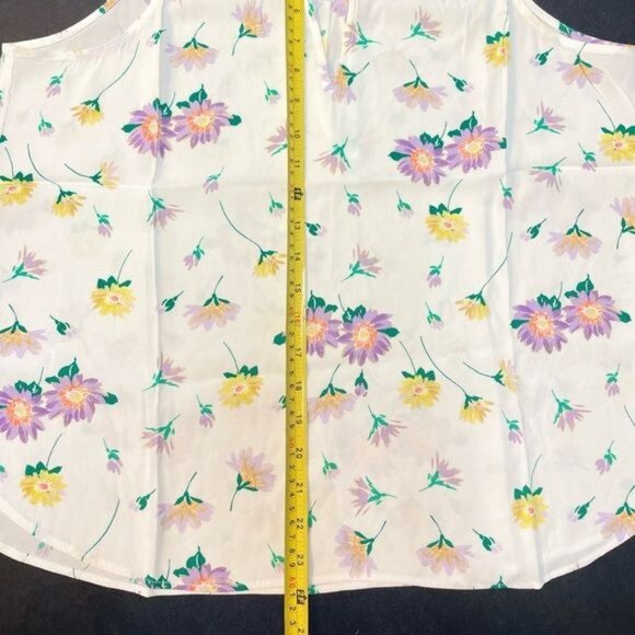 WOMEN LOFT PETITE FLORAL TIE BACK KEYHOLE SHELL MEDIUM - Picture 9 of 9